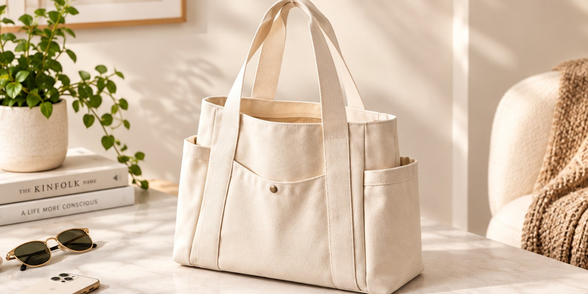 Cabas Tendance en Toile Multi-Poches