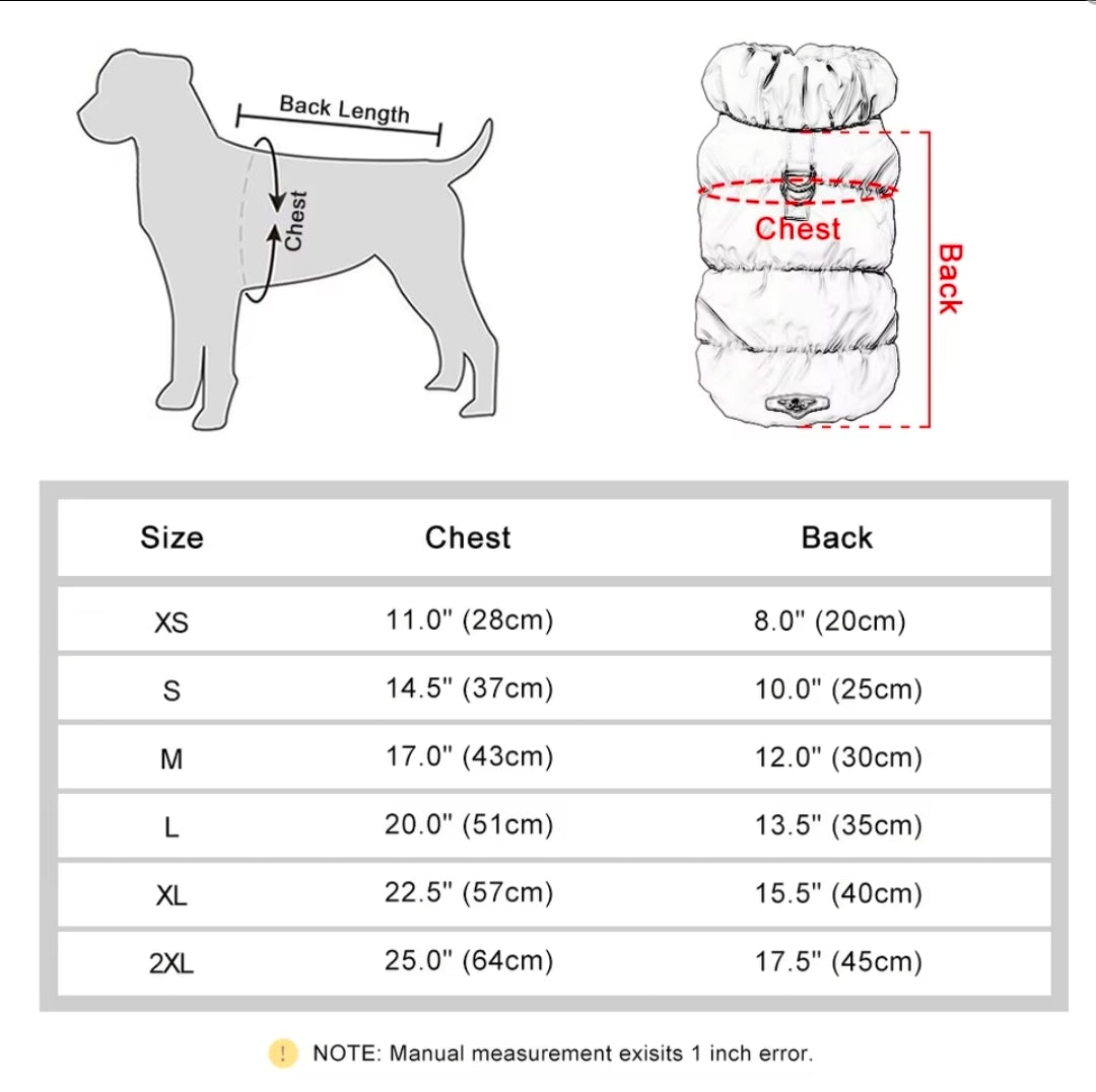 Doudoune douillette pour chien doublée polaire